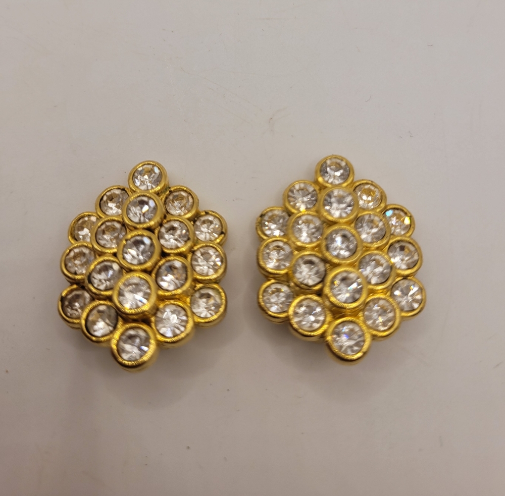 Nolan Miller Gold and Silver Cluster EarringsNolan Miller Honeycomb Clear Rhines